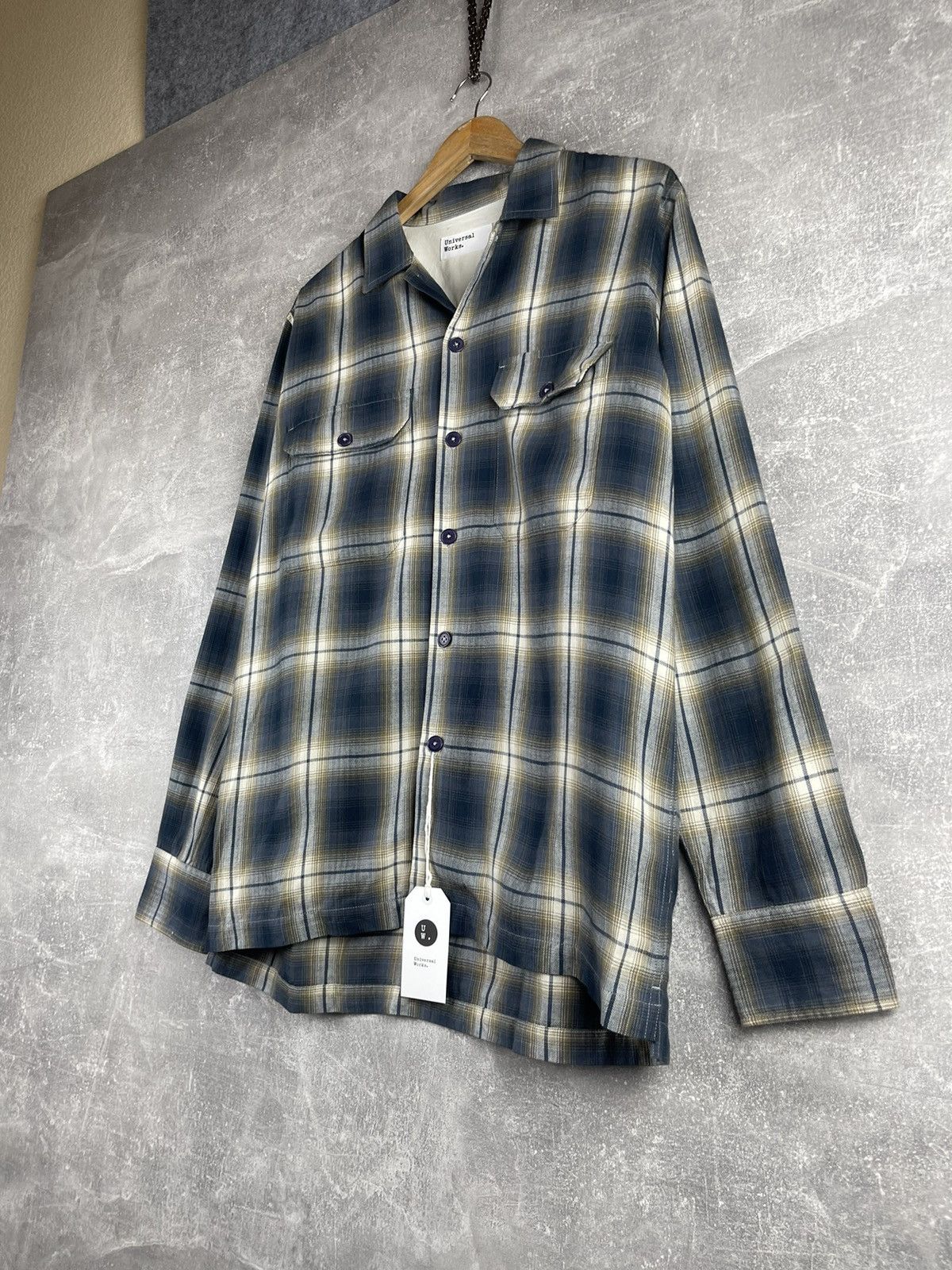 Universal Works Universal Works L.S Utility Shirt Navy E5 Shadow Check Size US M / EU 48-50 / 2 - 2 Thumbnail