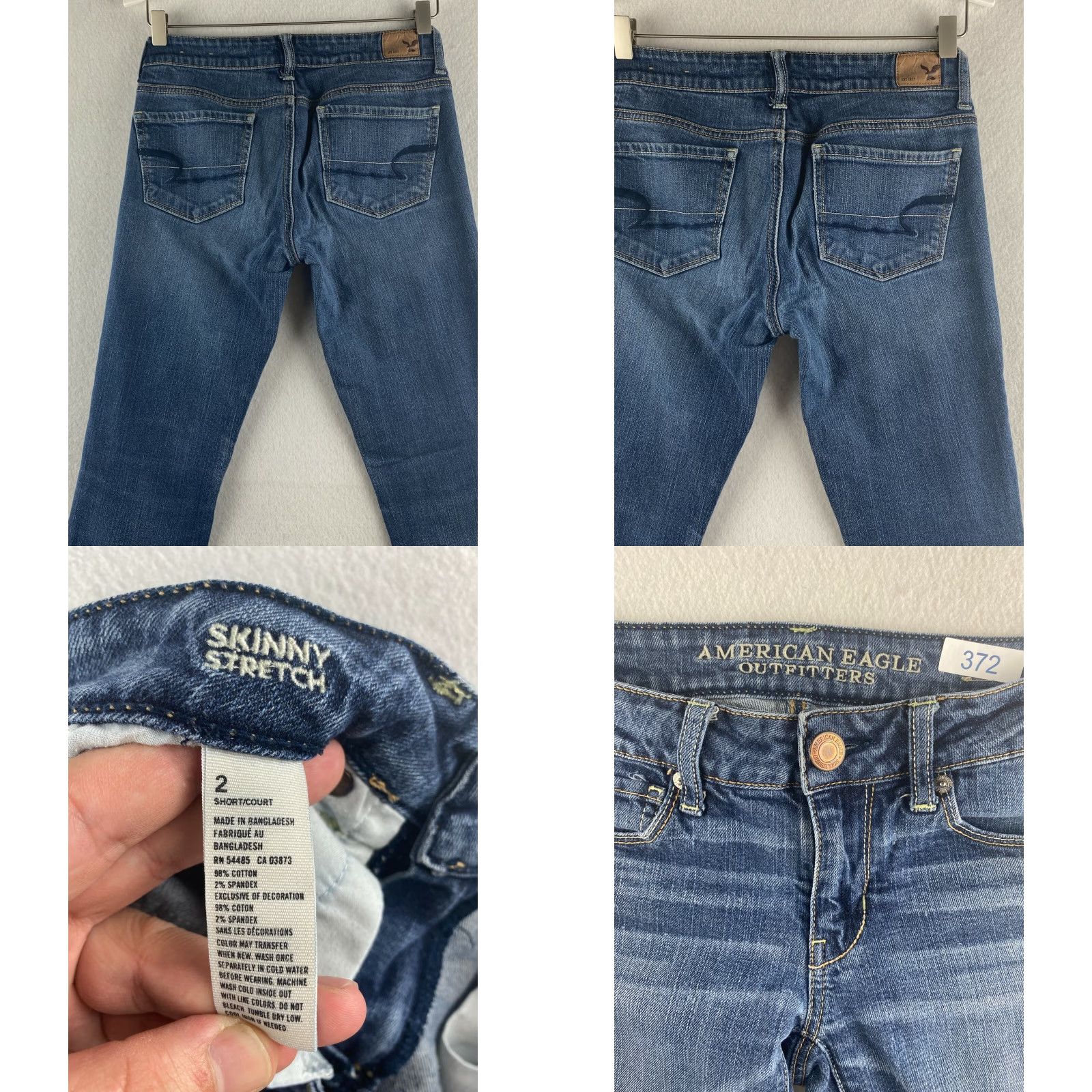 American Eagle Outfitters American Eagle Outfitters Jeans Womens 2 Denim Dark Wash Distressed Blue Skinny Stretch Size 28" / US 6 / IT 42 - 8 Thumbnail