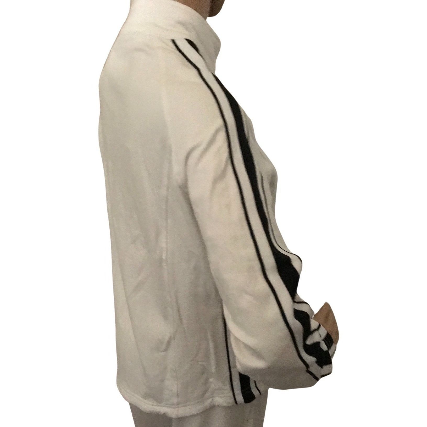 Designer × Vintage Christine Alexander XL White Black Cotton Blend Track Jacket Size XL / US 12-14 / IT 48-50 - 3 Thumbnail