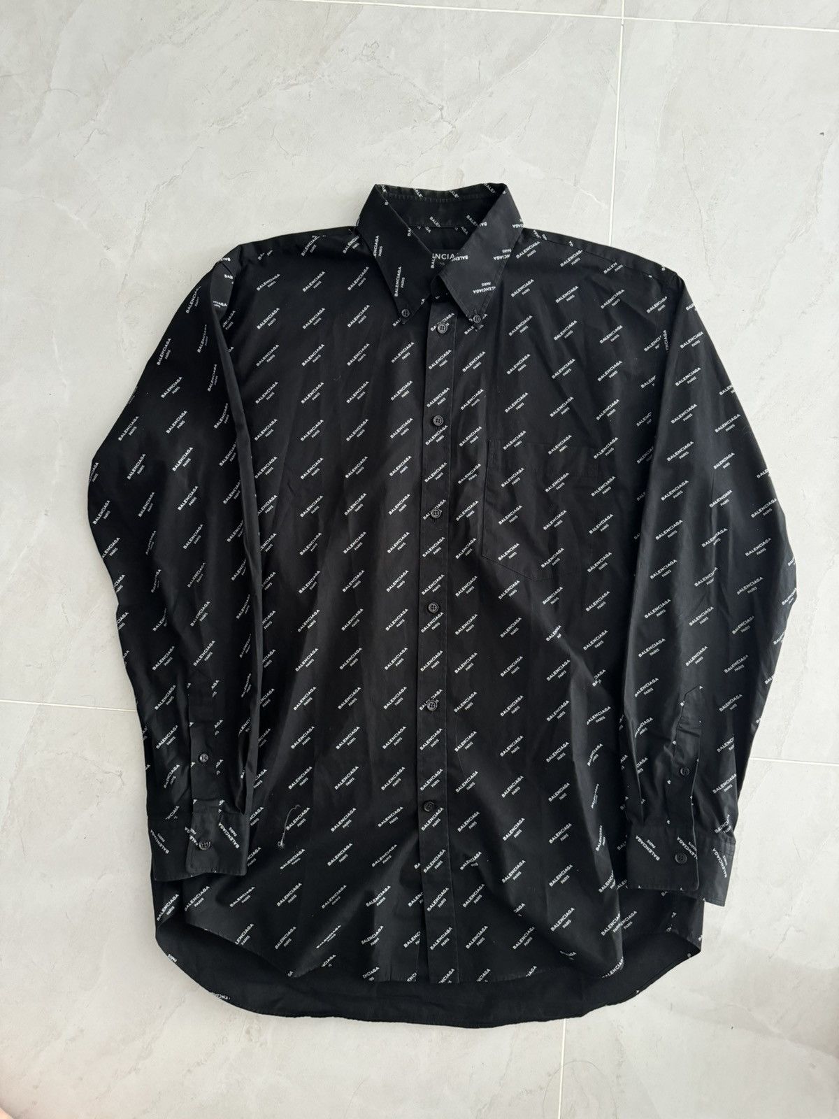 Balenciaga Balenciaga Black Logo Striped Shirt Demna Gvasalia Size US XL / EU 56 / 4 - 7 Thumbnail