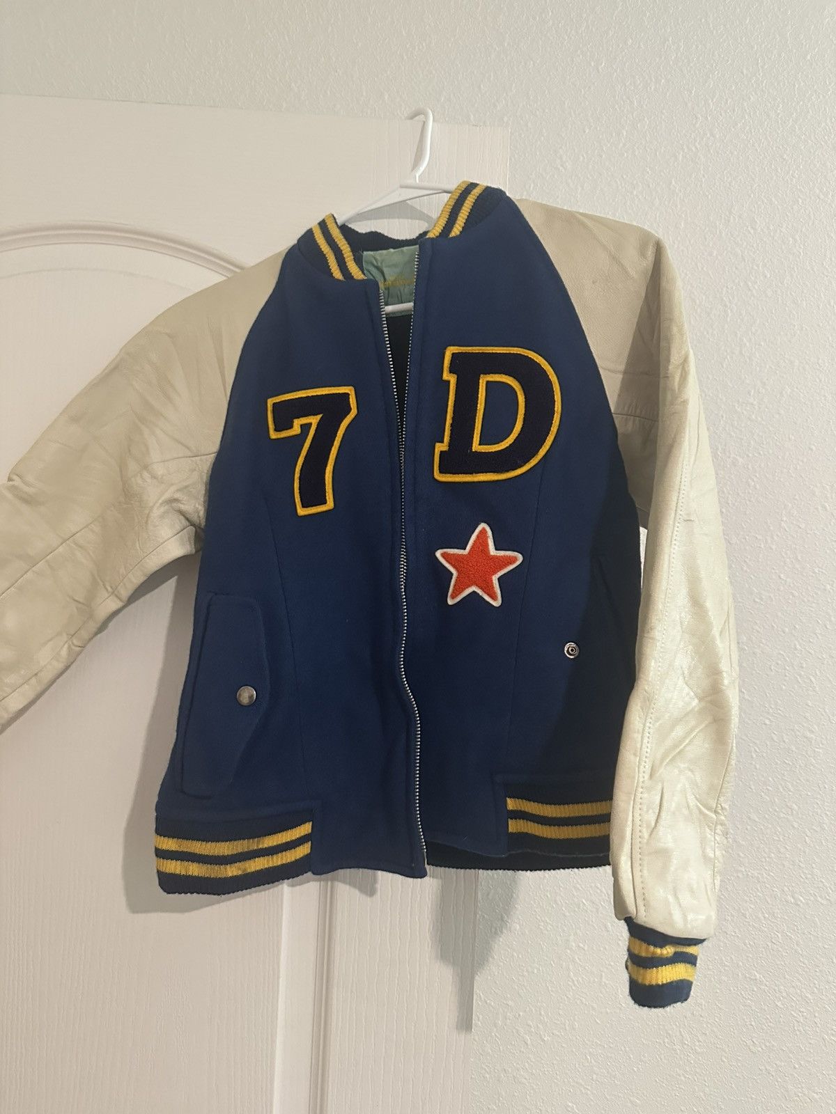 Japanese Brand Vintage 90s Dimanche Girls Varsity Jacket Leather Size US S / EU 44-46 / 1 - 1 Thumbnail