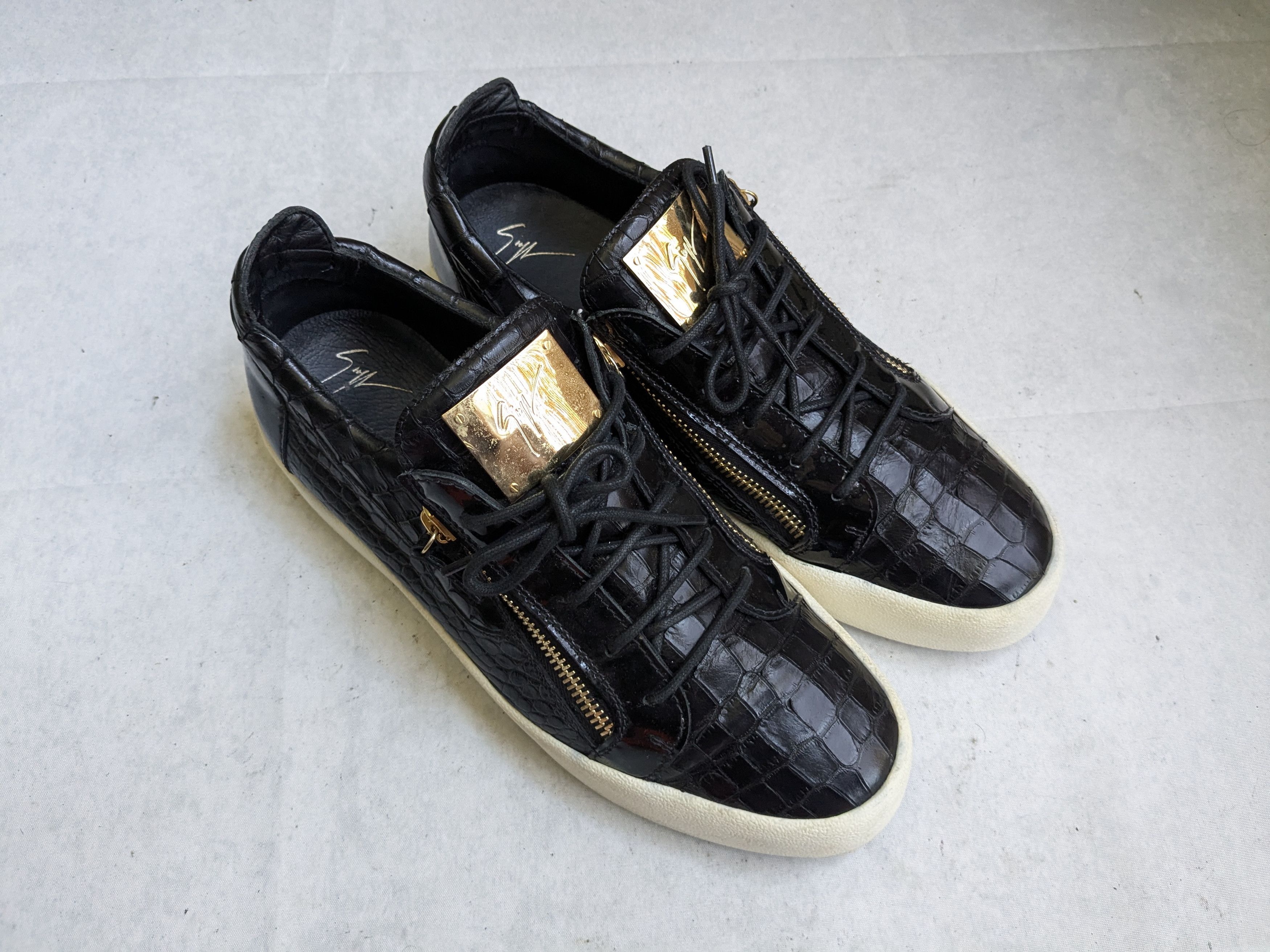 Giuseppe Zanotti Giuseppe Zanotti Sneakers Black Gold 13 46 Low Tops Leather Size US 13 / EU 46 - 2 Thumbnail