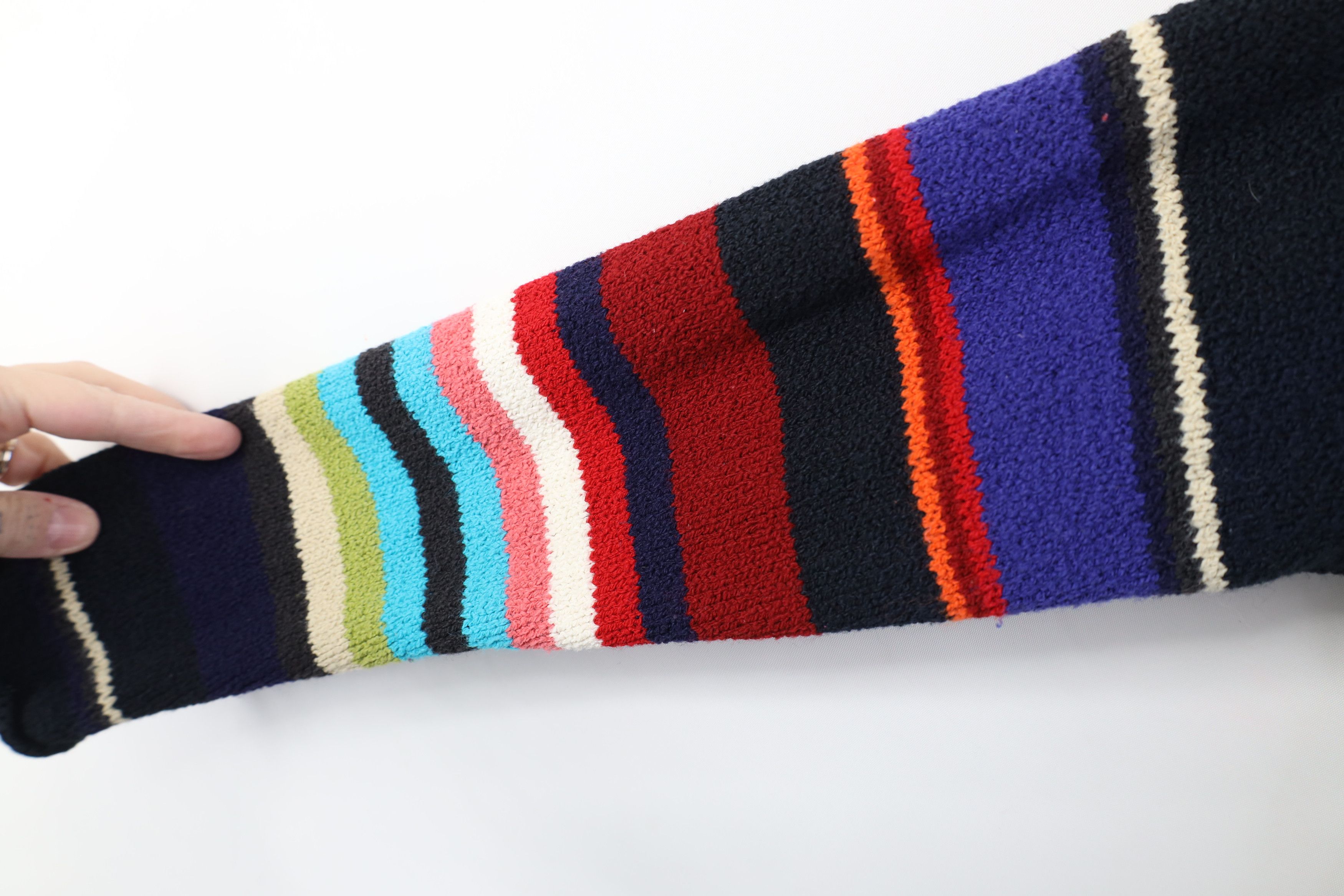 Express Vintage 90s Express Striped Marled Knit Collared Sweater Size M / US 6-8 / IT 42-44 - 7 Thumbnail