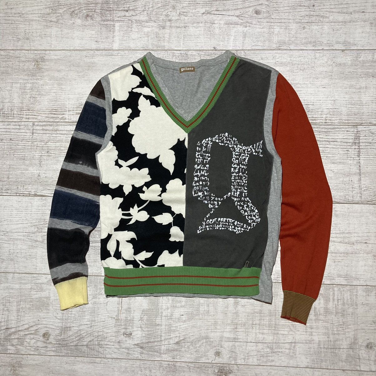 John Galliano Galliano Patchwork Jumper Sweater “Trou blem aker” Size US S / EU 44-46 / 1 - 1 Thumbnail