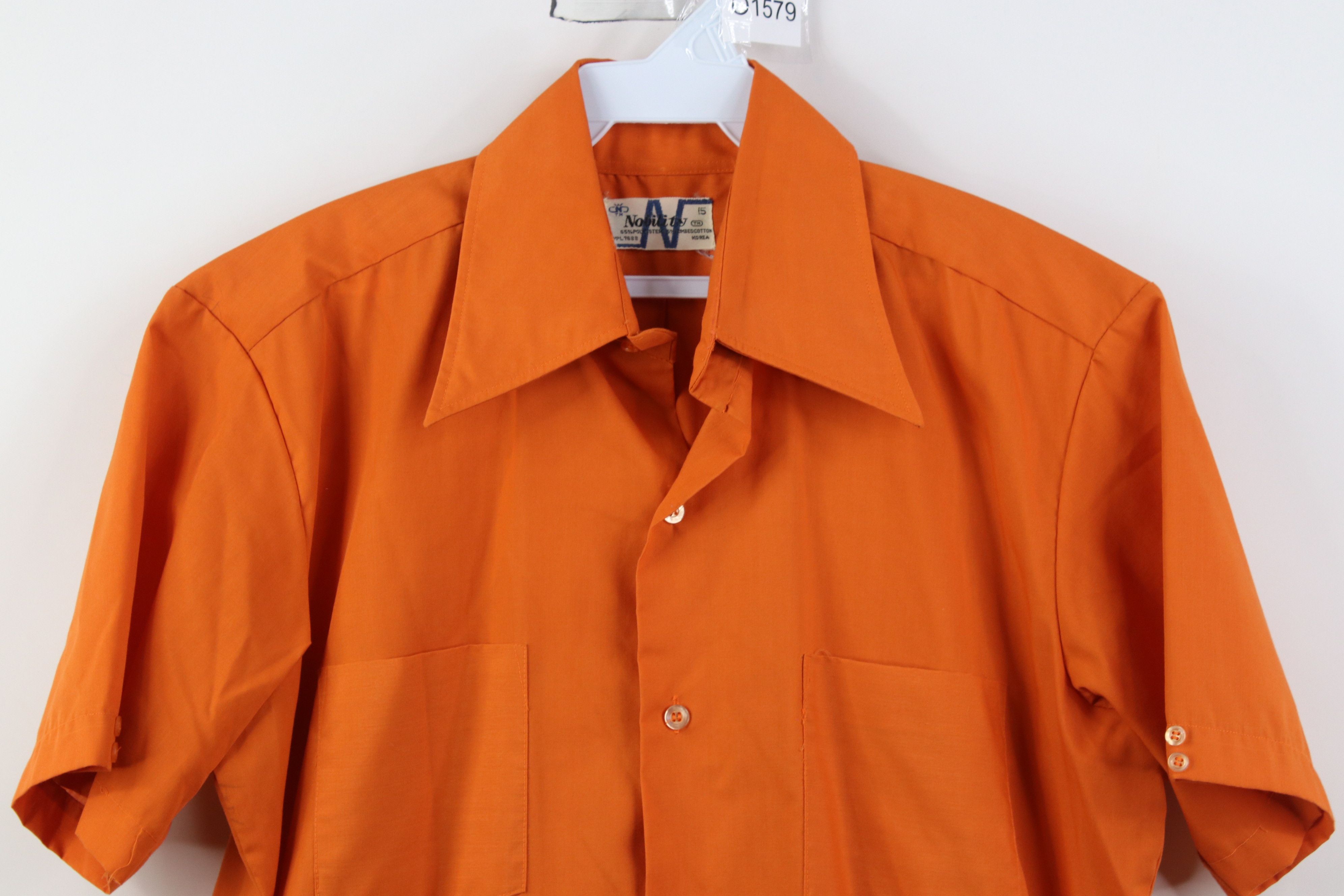 Vintage Vintage 70s Streetwear Short Sleeve Button Shirt Orange Size US M / EU 48-50 / 2 - 2 Thumbnail