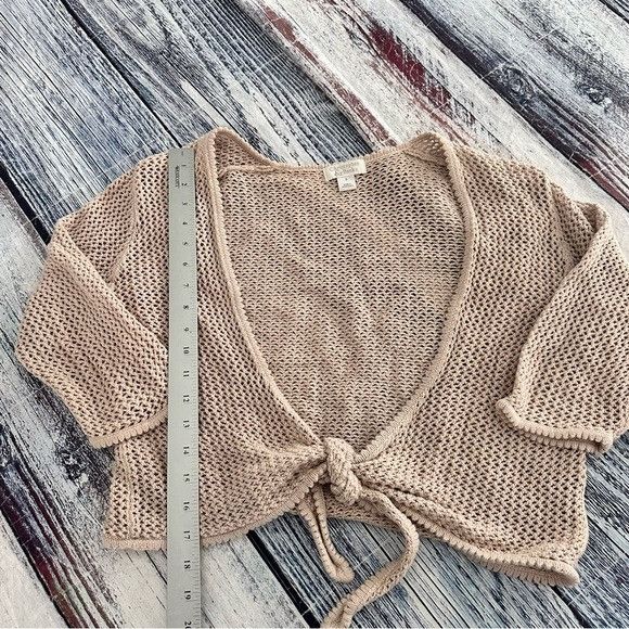 Other Vintage Christopher & Banks Beige Crochet Knit Tie Front Car Size S / US 4 / IT 40 - 8 Thumbnail