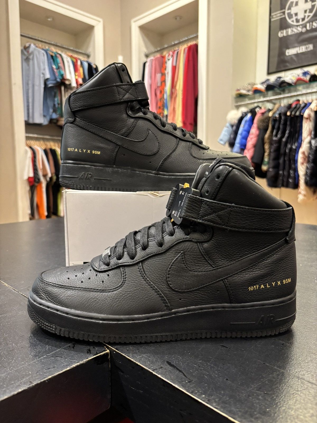 1017 ALYX 9SM × Nike Nike Air Force One High Alyx Triple Black Size US 11 / EU 44 - 1 Thumbnail