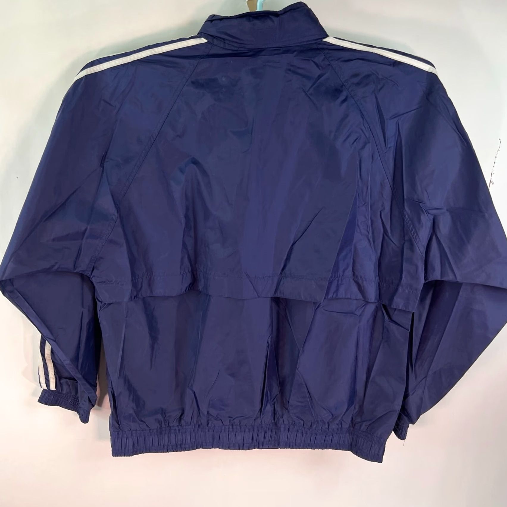 Adidas Adidas Nylon Lined Zip Windbreaker Jacket Mens XL Blue White Hooded Pockets Size US XL / EU 56 / 4 - 4 Thumbnail