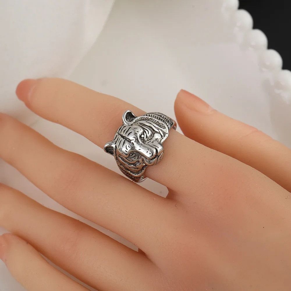 Jewelry × Vintage Retro Tiger Head Ring Size ONE SIZE - 3 Thumbnail