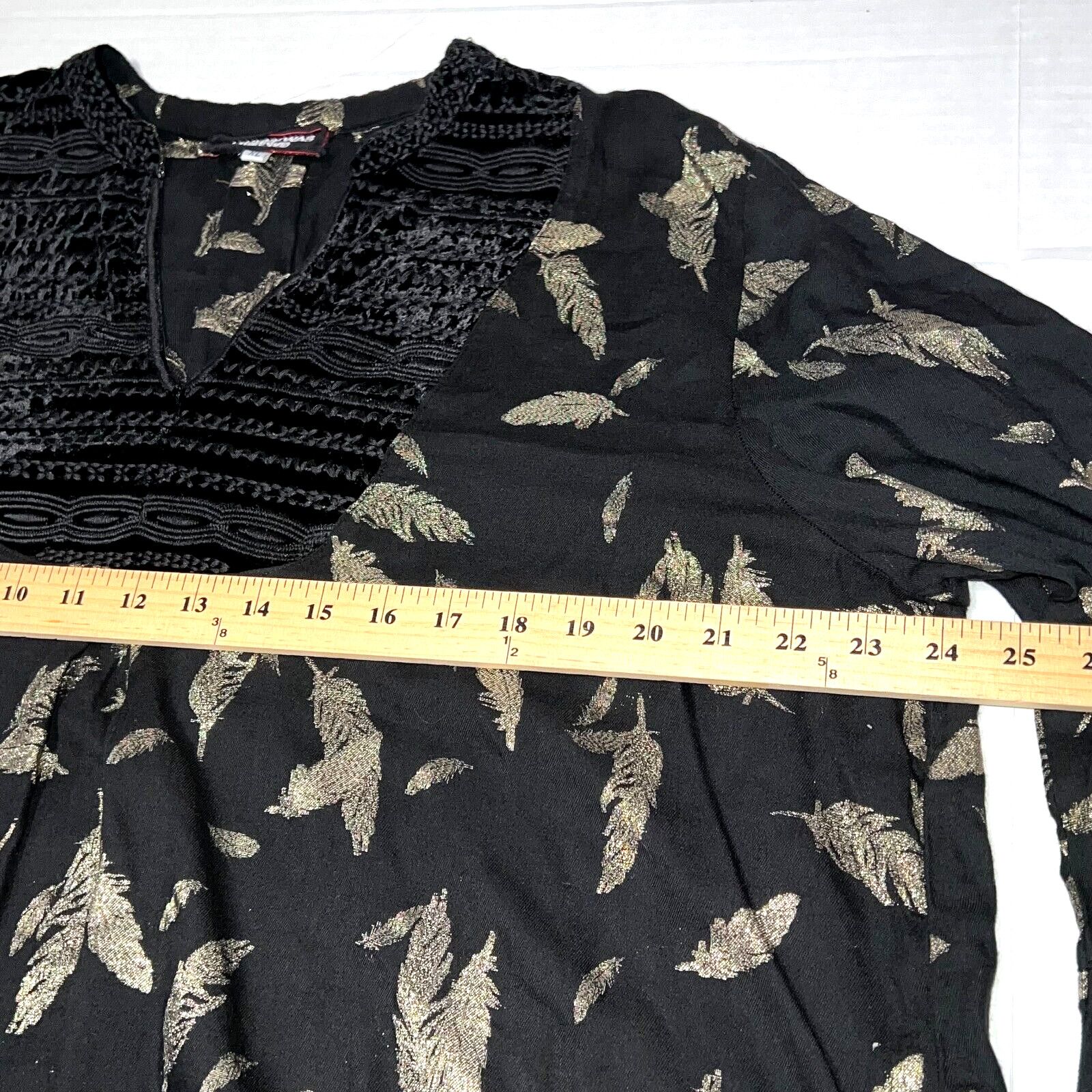 Johnny Was JOHNNY WAS WORKSHOP SZ XL BLACK GOLD FEATHER BELL SLEEVE Size XL / US 12-14 / IT 48-50 - 10 Thumbnail