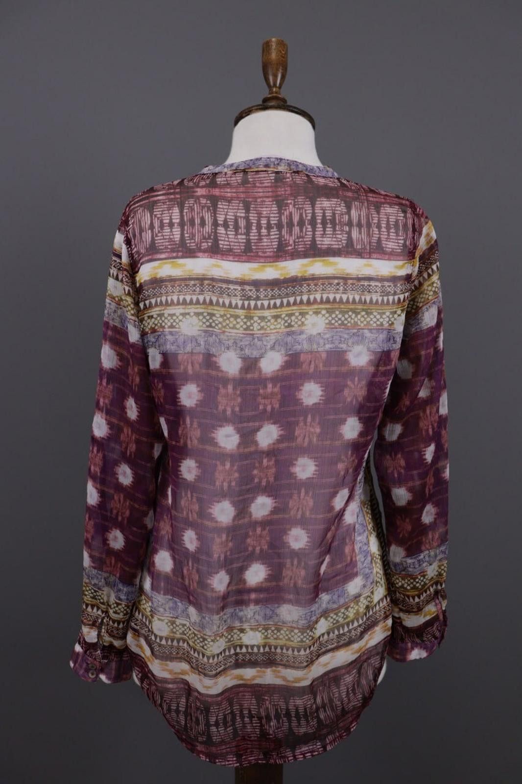 Designer Emily Van Den Bergh Burgundy Aztec Blouse Shirt Size 40 Size M / US 6-8 / IT 42-44 - 9 Thumbnail