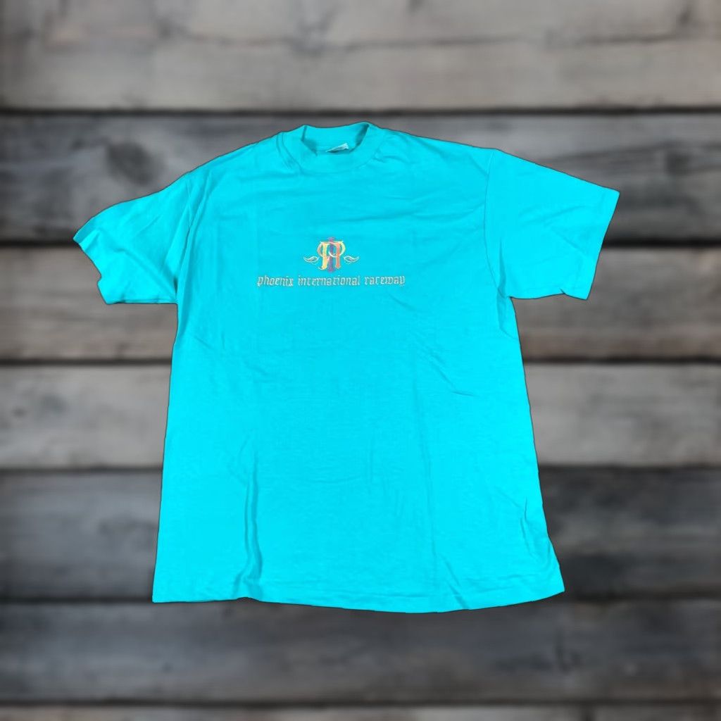Hanes VINTAGE Hanes Beefy-T T-Shirt Phoenix International Raceway Blue Short Sleeve Crew Neck Adult Large Regular 90s Embroidered Logo Men's USA Size US L / EU 52-54 / 3 - 1 Thumbnail