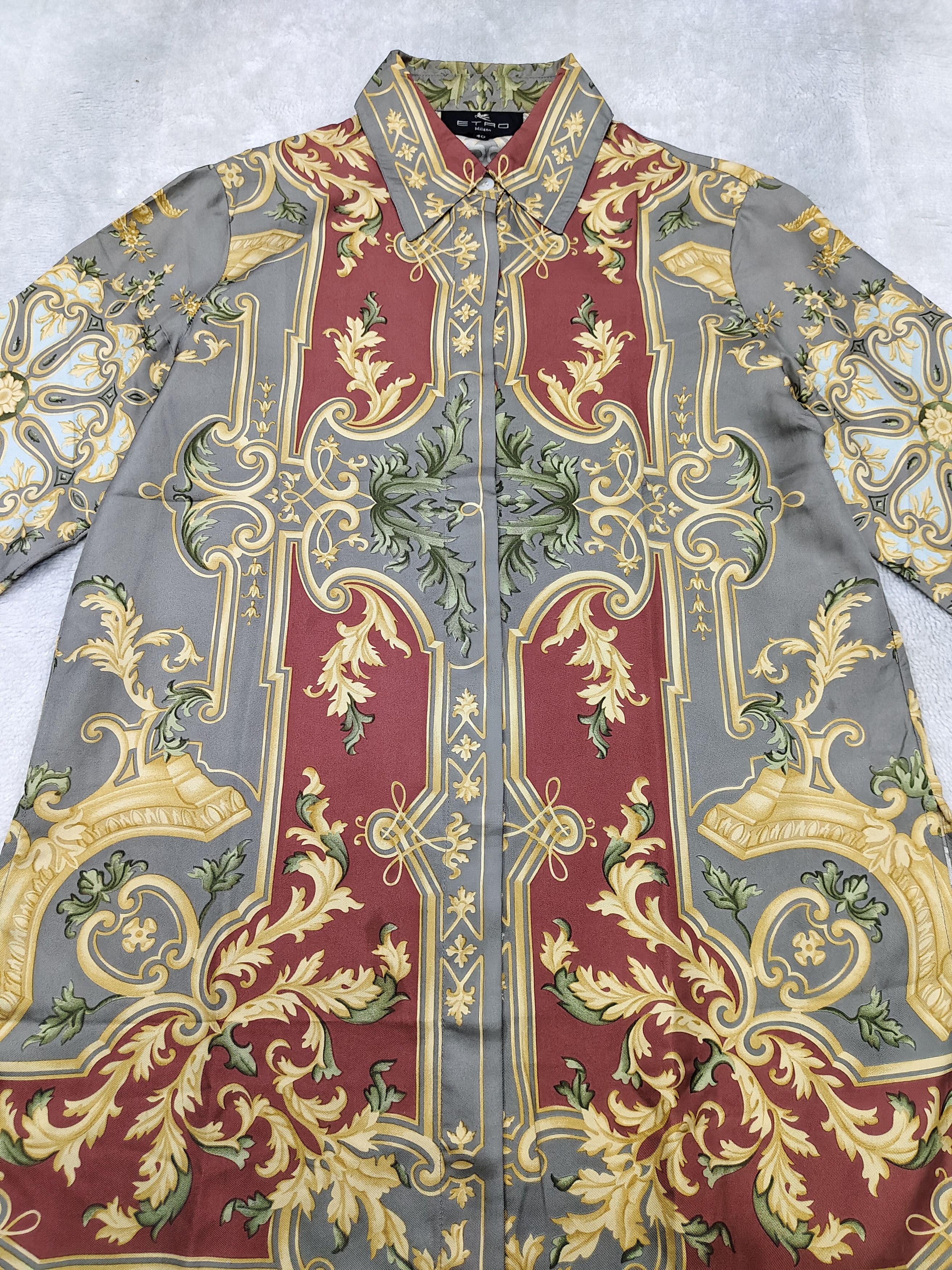Etro 2000s ETRO- Renaissance Baroque Cherub Silk Shirt Size M / US 6-8 / IT 42-44 - 6 Thumbnail