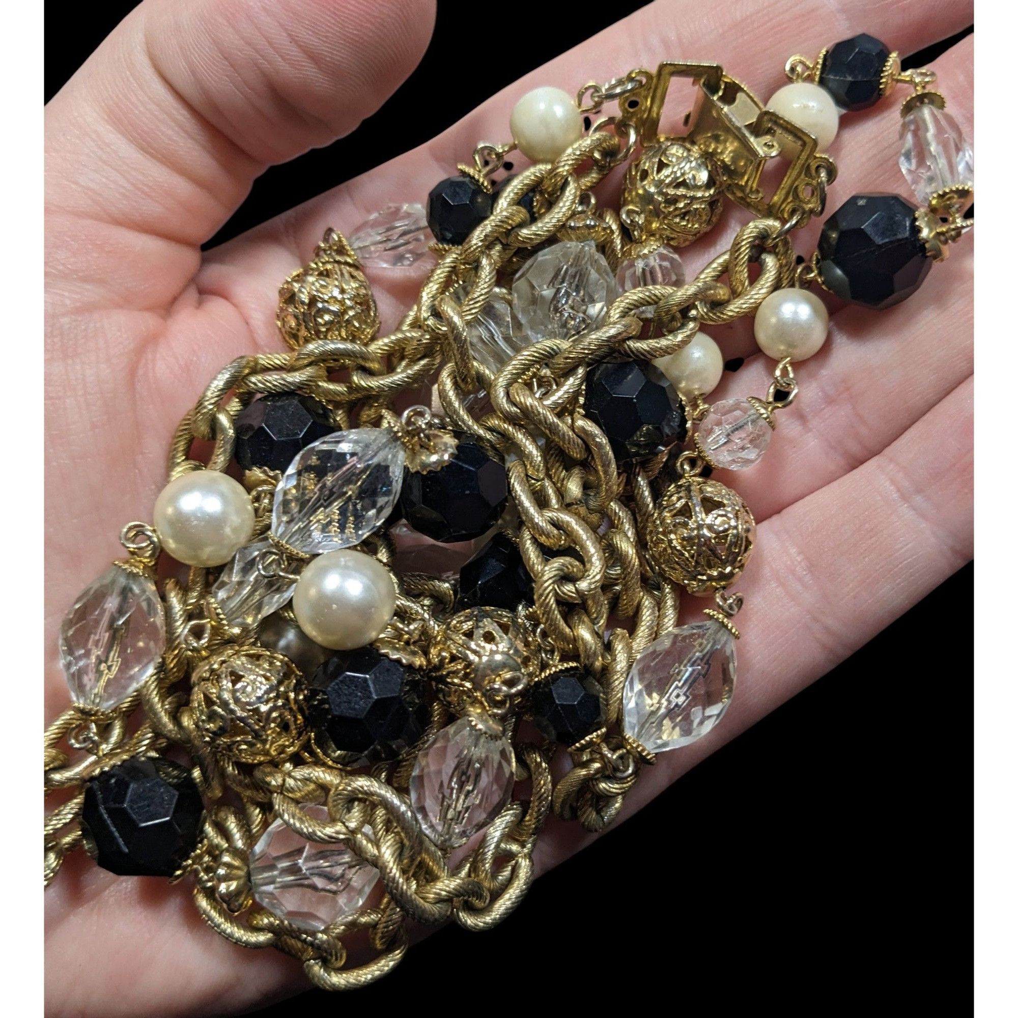 Other Vintage Glam Multilayer Chain Beaded Statement Necklace Size ONE SIZE - 6 Thumbnail