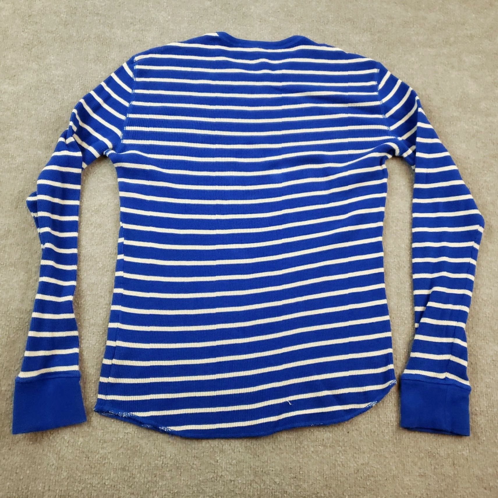 American Eagle Outfitters American Eagle Long Sleeve Striped Crew Neck Mens Slim Fit Medium Blue Cotton Shirt Size US M / EU 48-50 / 2 - 8 Thumbnail