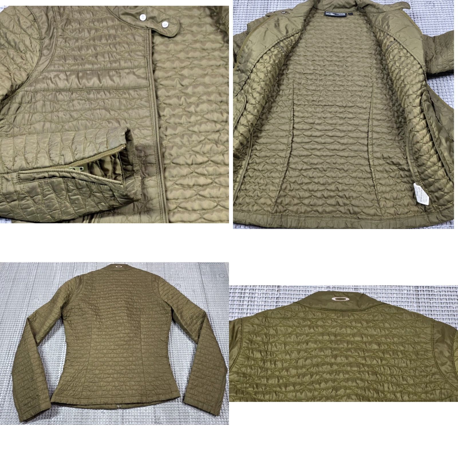 Oakley Oakley Moto Biker Jacket Full Zip Quilted Micro Puffer Olive Pink Womens XS Size XS / US 0-2 / IT 36-38 - 8 Thumbnail