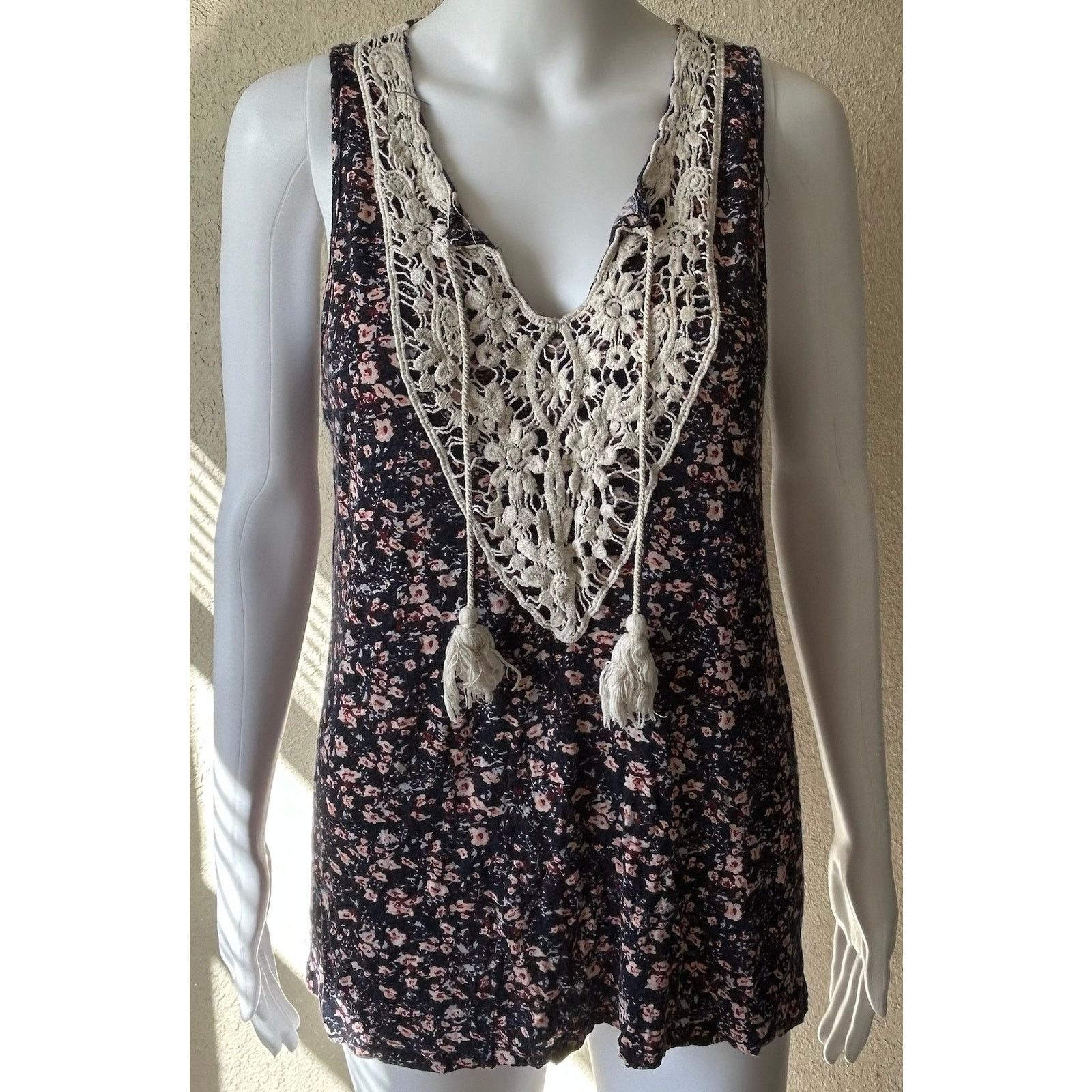 Other Maurices | Boho Peasant Floral Sleeveless Blouse | Large Size L / US 10 / IT 46 - 1 Thumbnail