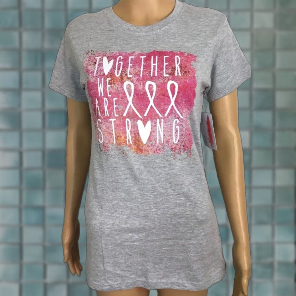 Vintage Live Breathe Fight Womens T-Shirt Gray Heathered Together We Are Strong S New Size S / US 4 / IT 40 - 1 Thumbnail