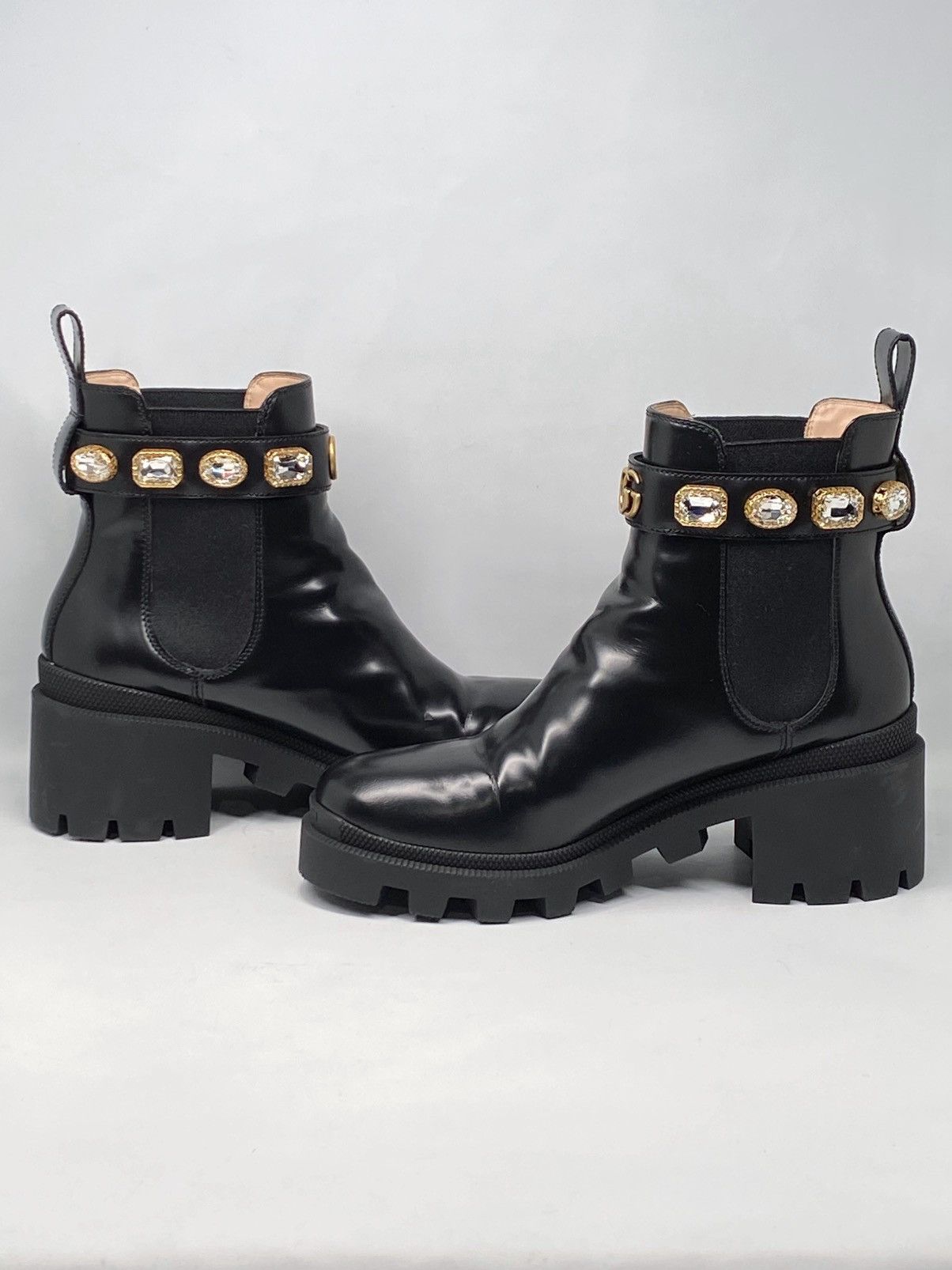 Gucci Gucci Trip Embellished Block Heel Chelsea Boots size 37.5 Size US 7.5 / IT 37.5 - 1 Thumbnail