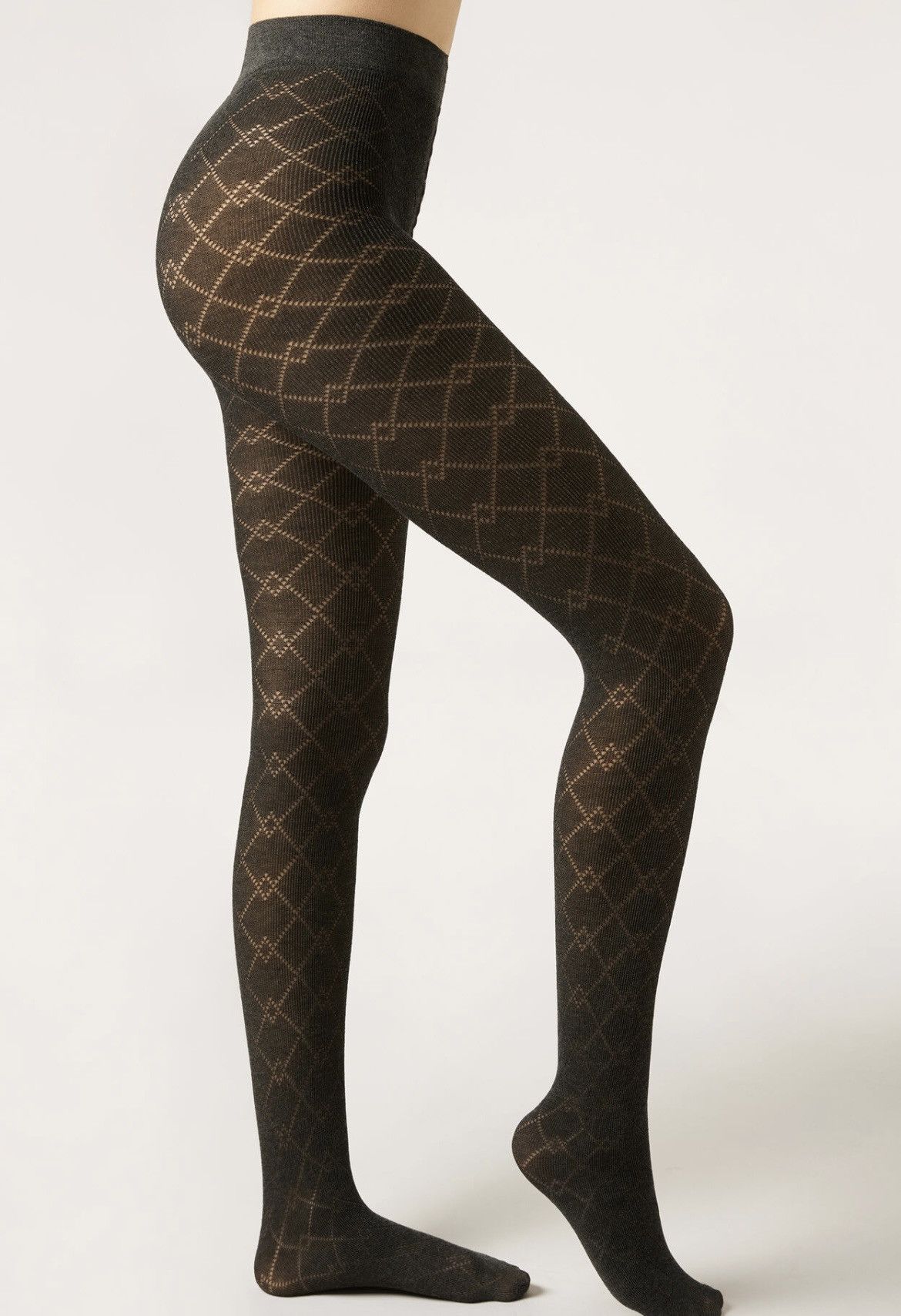 Calzedonia Calzedonia Diamond Tights with Cashmere size 3/4 M/L Grey Size ONE SIZE - 1 Thumbnail
