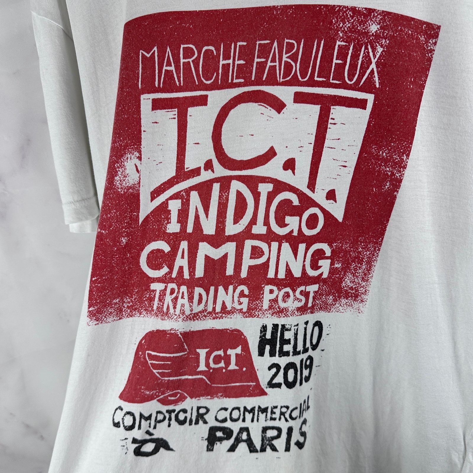 Visvim Indigo Camping Trading Post White Print Jumbo Tee Size US L / EU 52-54 / 3 - 2 Thumbnail