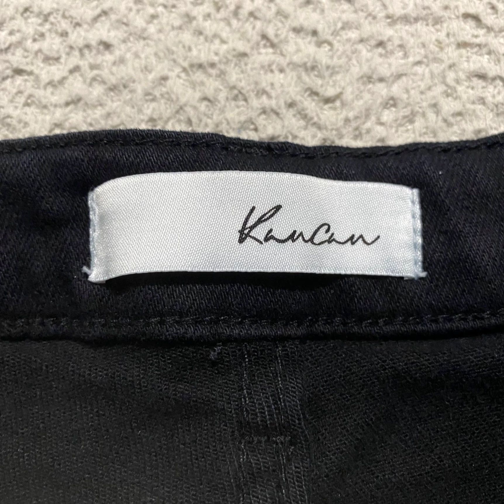 Vintage KanCan Jeans Black Denim Dark Wash Straight High Rise Distressed Womens Size 7 Size 28" / US 6 / IT 42 - 3 Thumbnail