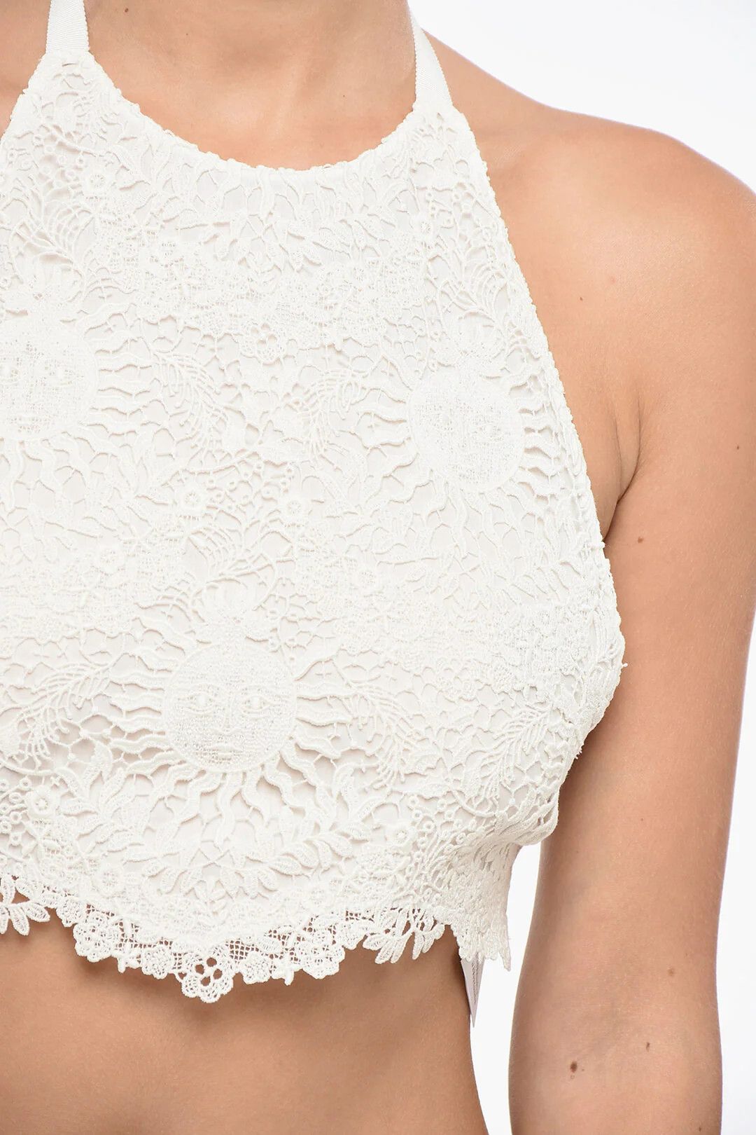 Dior o1mm0326 Macramé Halter-Neck Top in White Size M / US 6-8 / IT 42-44 - 3 Thumbnail