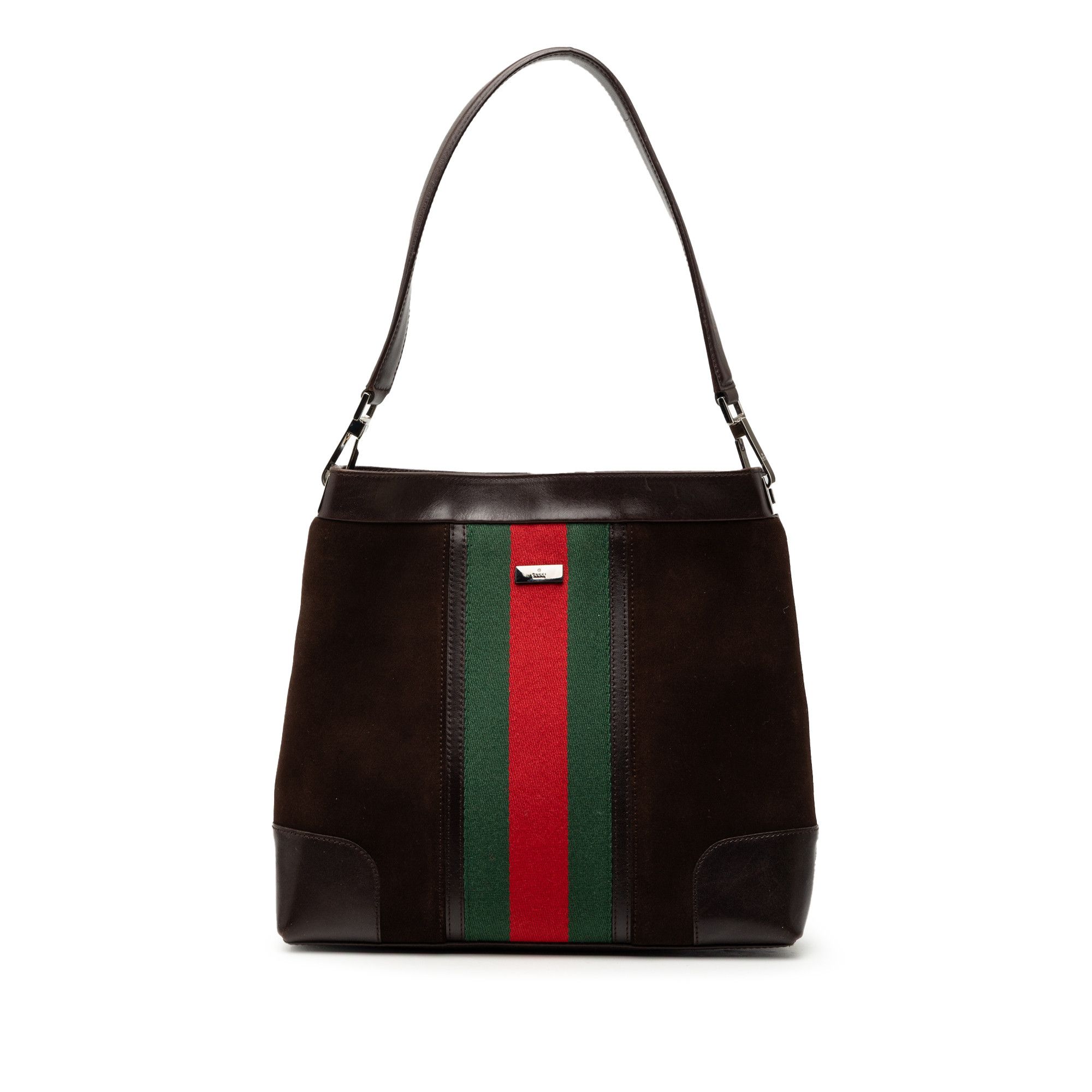 Gucci Gucci Suede Web Shoulder Bag Size ONE SIZE - 1 Thumbnail