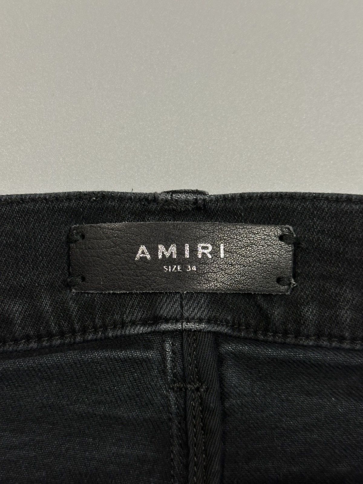 Amiri Amiri MX1 Distressed Ripped Wool Patch Black Denim Jeans Size US 34 / EU 50 - 13 Thumbnail