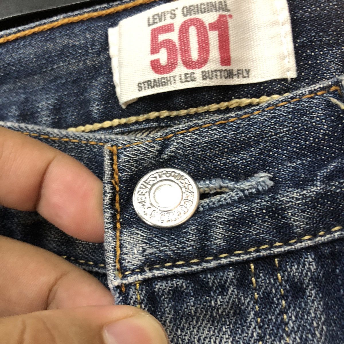 Levi's 501 Levis ripped distressed Blue faded Denim Pants #7309 Size US 31 - 9 Thumbnail