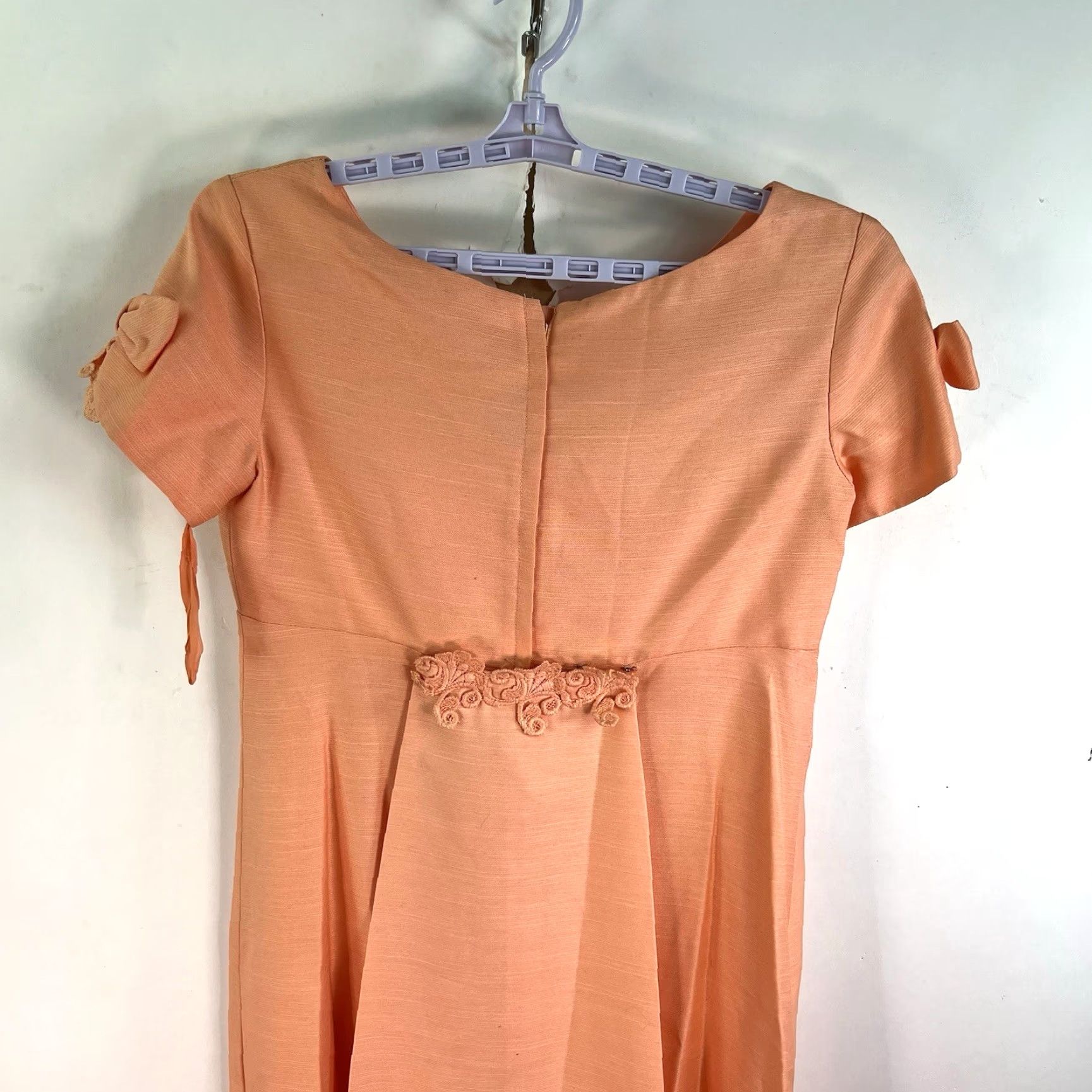 Vintage Sylvia Ann Party Gown Womens 60's Vintage High Waist Detachable Train Peach Ball Gown Orange 1960s Eveningwear XS/S Mens Womens Size XXS / US 00 / IT 34 - 7 Thumbnail