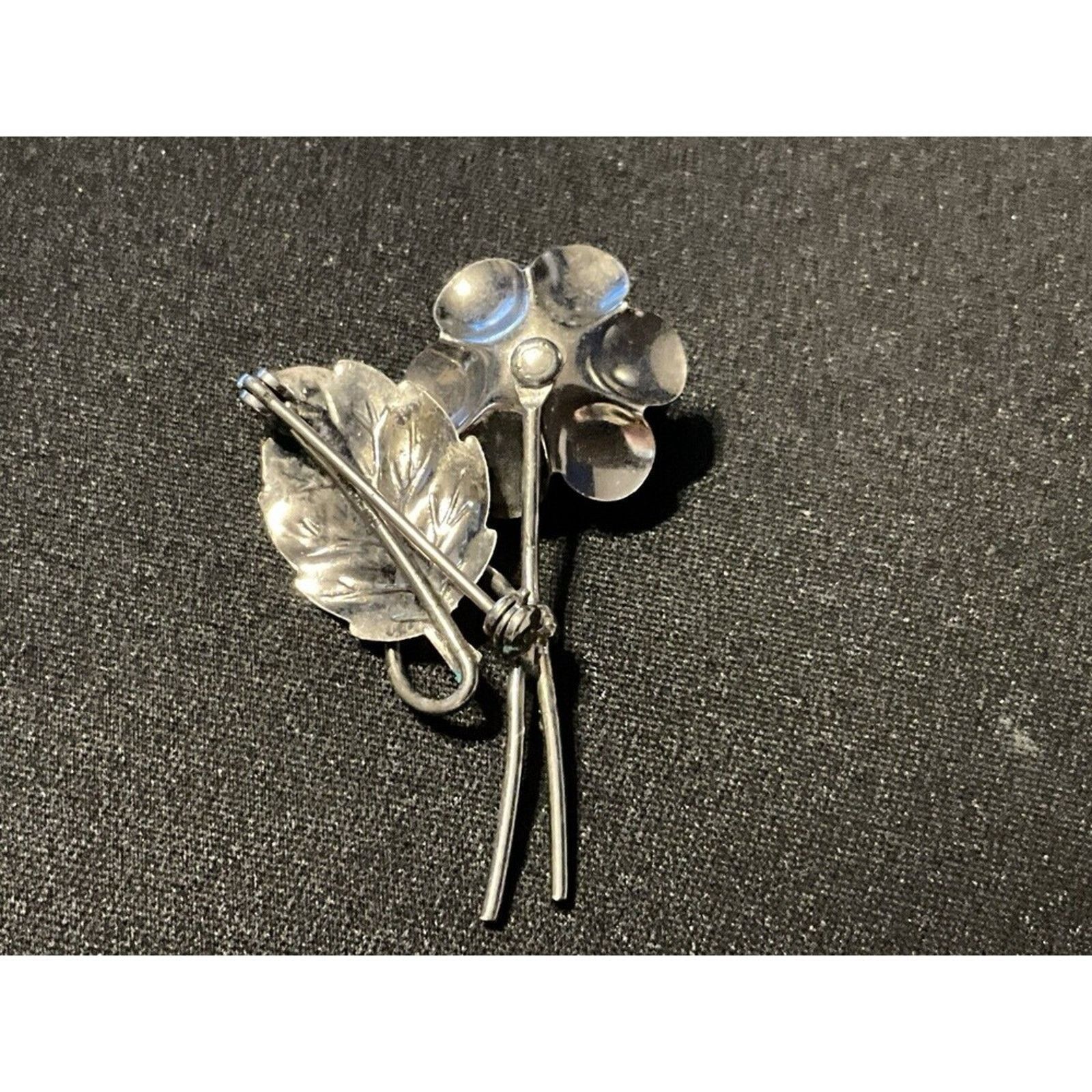Other Vintage Sterling Silver Rose Brooch Signed Size ONE SIZE - 4 Thumbnail