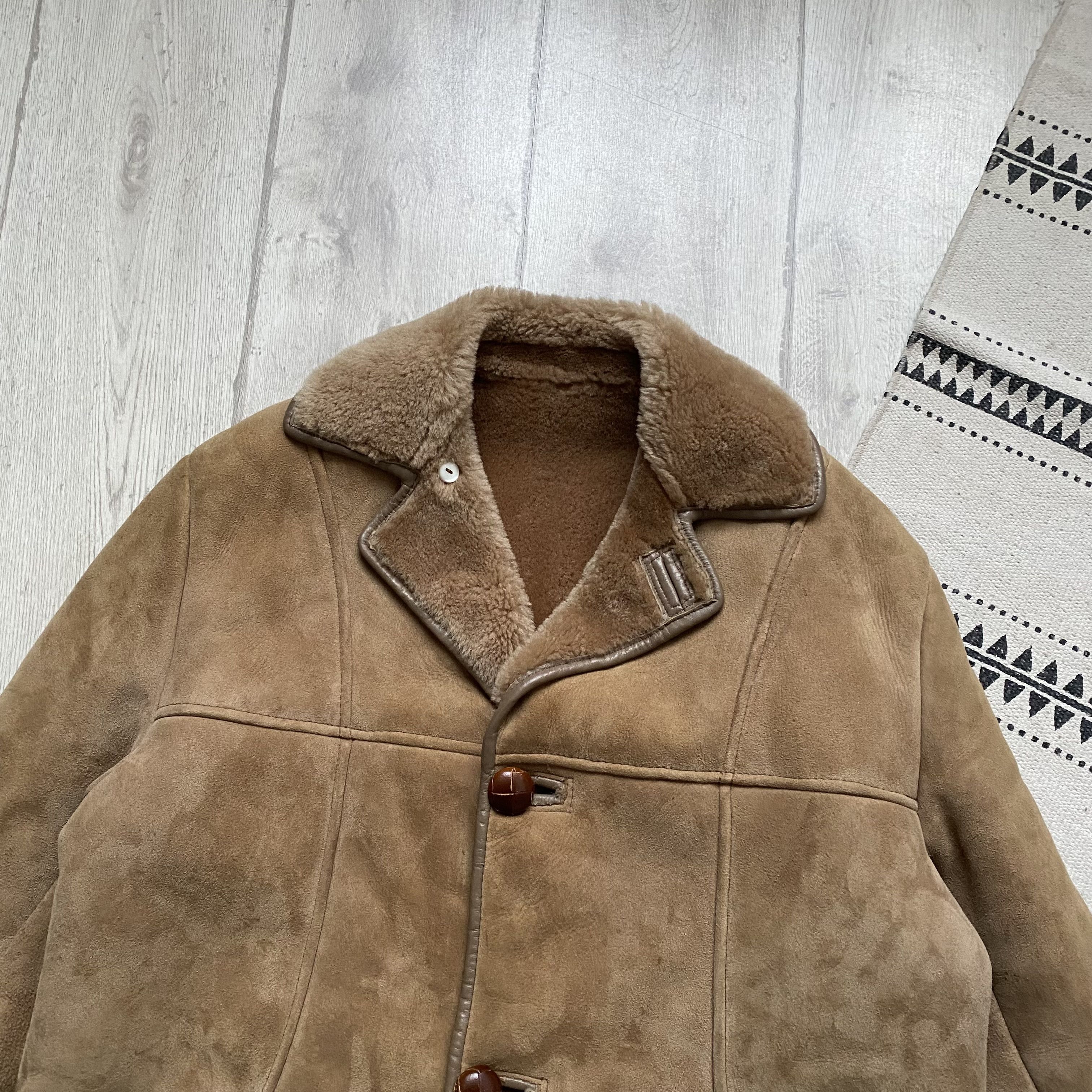 Genuine Leather Vintage 70-80s Real Sheepskin heavy coat Suede jacket Size US M / EU 48-50 / 2 - 2 Thumbnail
