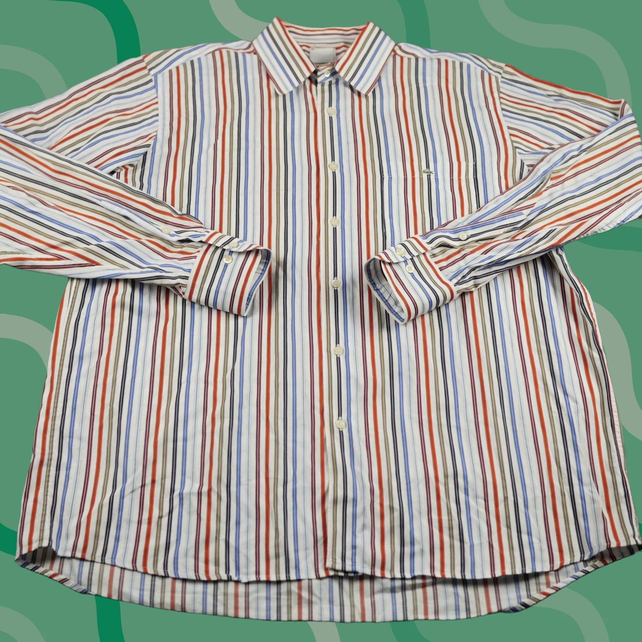 Lacoste Lacoste Shirt Mens XL Multicolor Striped Button Up Long Sleeve Cotton Size US XL / EU 56 / 4 - 1 Thumbnail