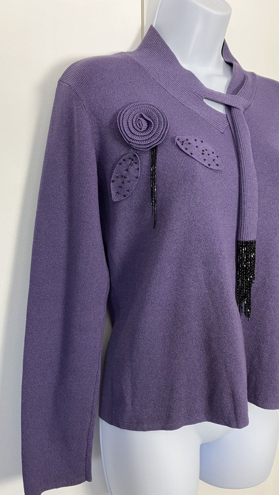 Other Carducci Womens Flower Beaded Stems Sweater Size M / US 6-8 / IT 42-44 - 6 Thumbnail