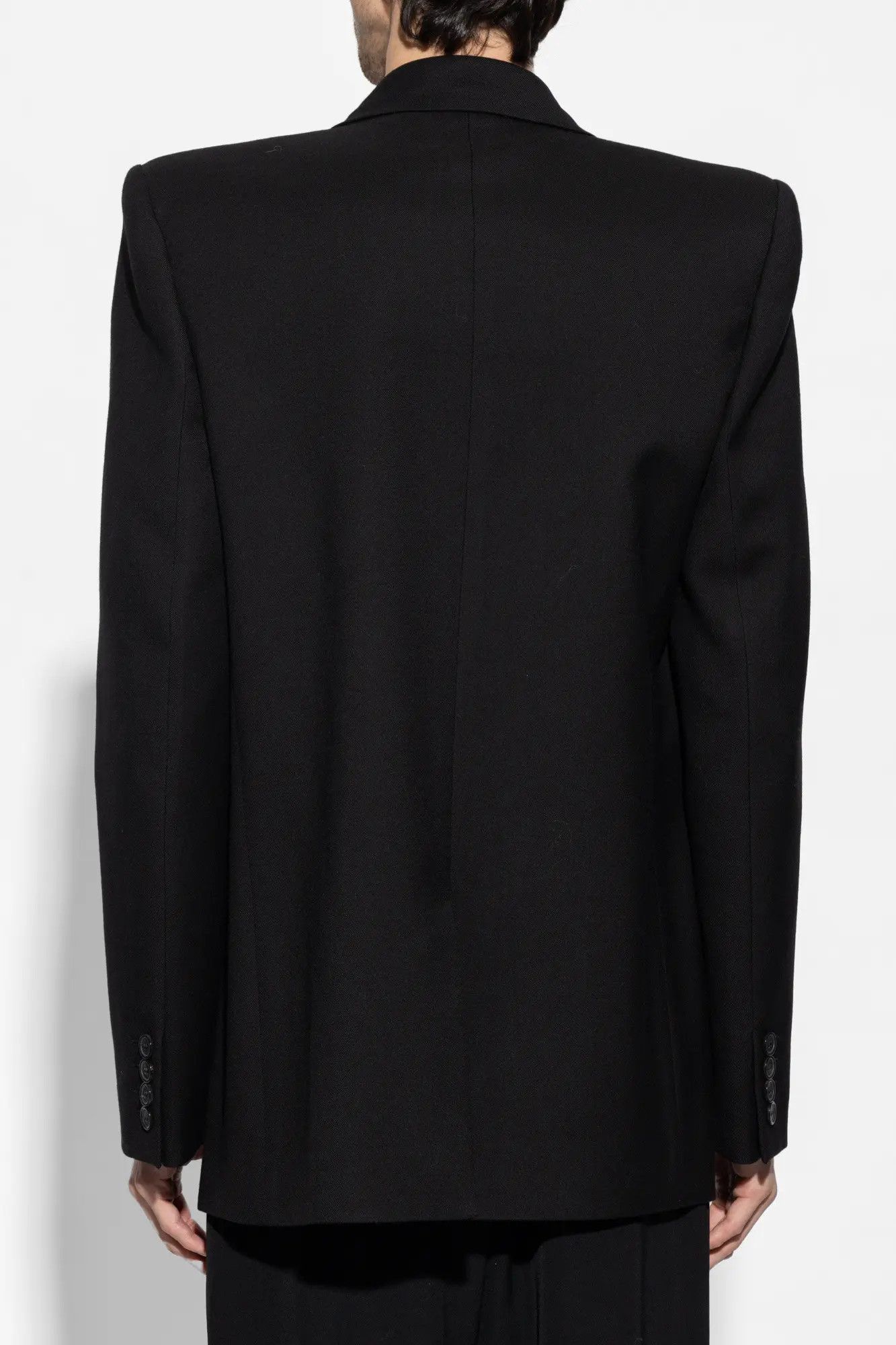 Saint Laurent Paris o1s1wg111124 Oversized Jacket in Wool Gabardine in Black Size US L / EU 52-54 / 3 - 3 Thumbnail