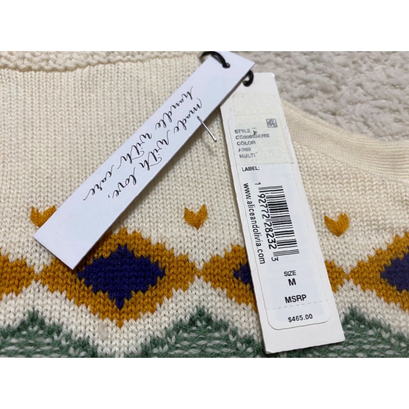 Alice + Olivia NWT Alice + Olivia Womens Medium Sweater Turtleneck Long Sleeve Geometric Multicolor Wool Pullover Casual Party/Cocktail 90s? Size M / US 6-8 / IT 42-44 - 4 Thumbnail
