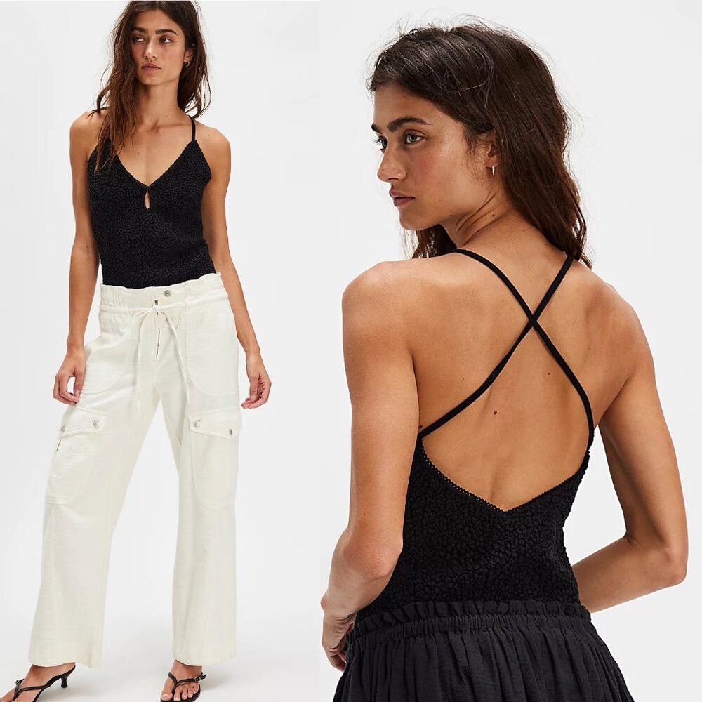 Free People NWT New Free People Seaside Black Bodysuit Size M Size M / US 6-8 / IT 42-44 - 1 Thumbnail