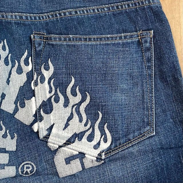 Bape FIRE BAPE LOGO Denim Shorts a bathing ape Flame NIGO ★size L Size US 34 / EU 50 - 4 Thumbnail