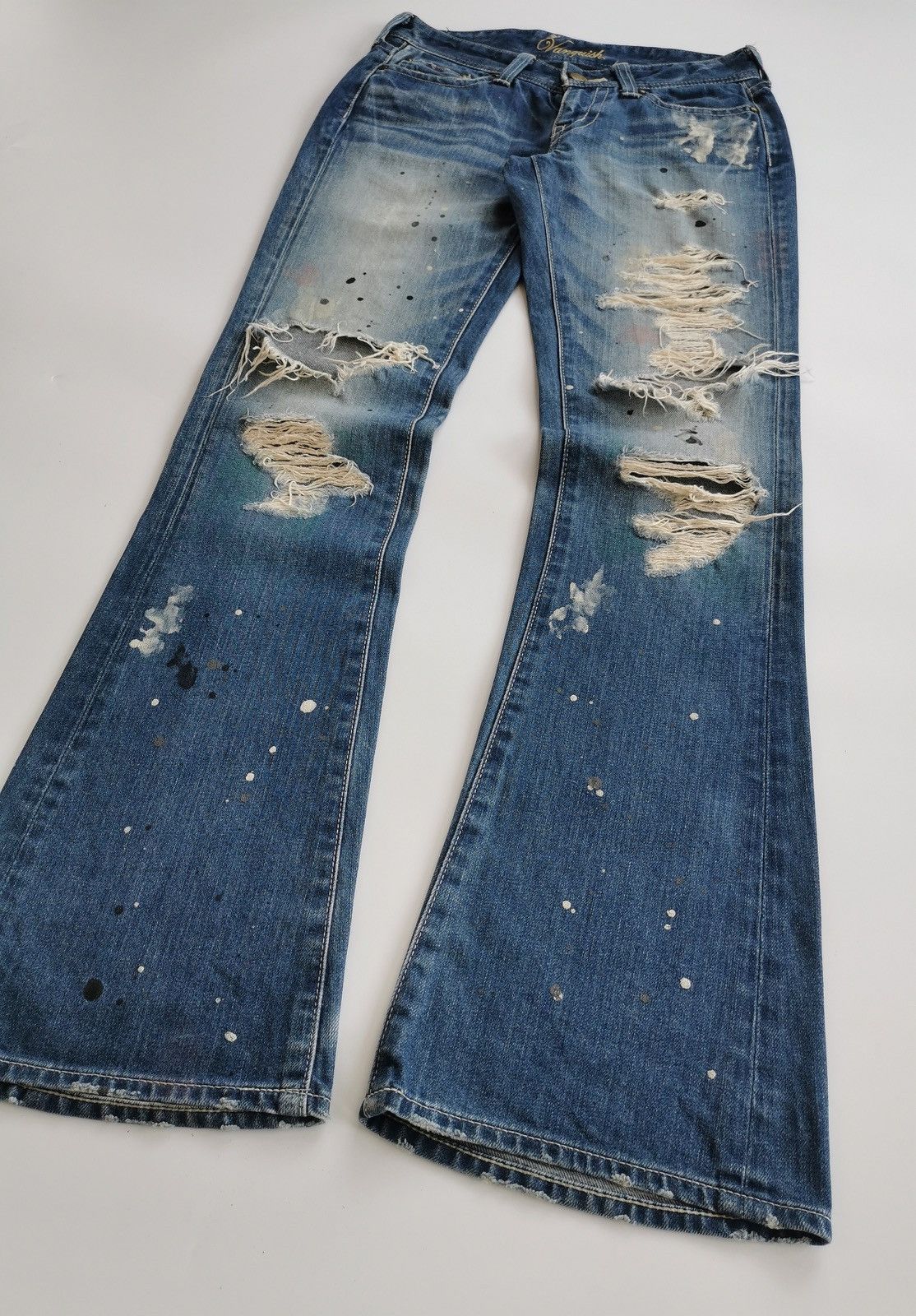 Fragment Design × Vanquish Bootcut Thrashed Vanquish Gold Denim Jeans Size US 29 - 3 Thumbnail