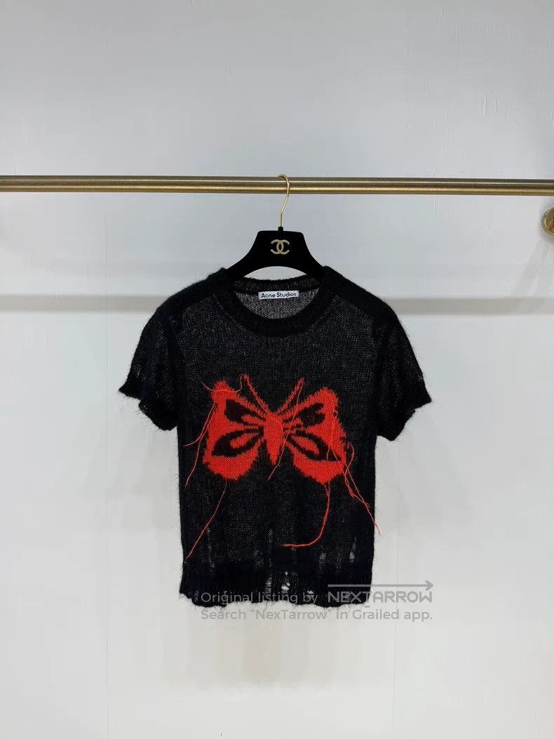 Acne Studios Acne Studios Butterfly Embroidery Mohair Blended Knit Shor Size XXS / US 00 / IT 34 - 1 Thumbnail