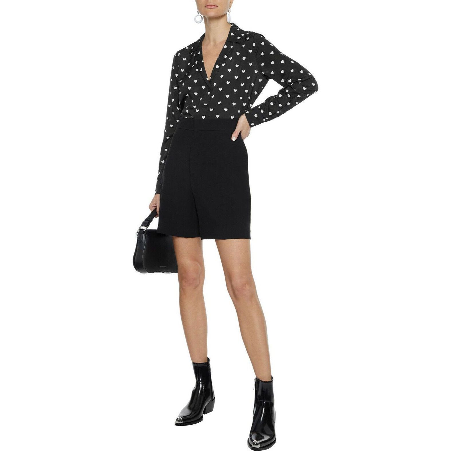 Equipment Equipment Adalyn Black Heart Print Button-Up Shirt Size S / US 4 / IT 40 - 7 Thumbnail