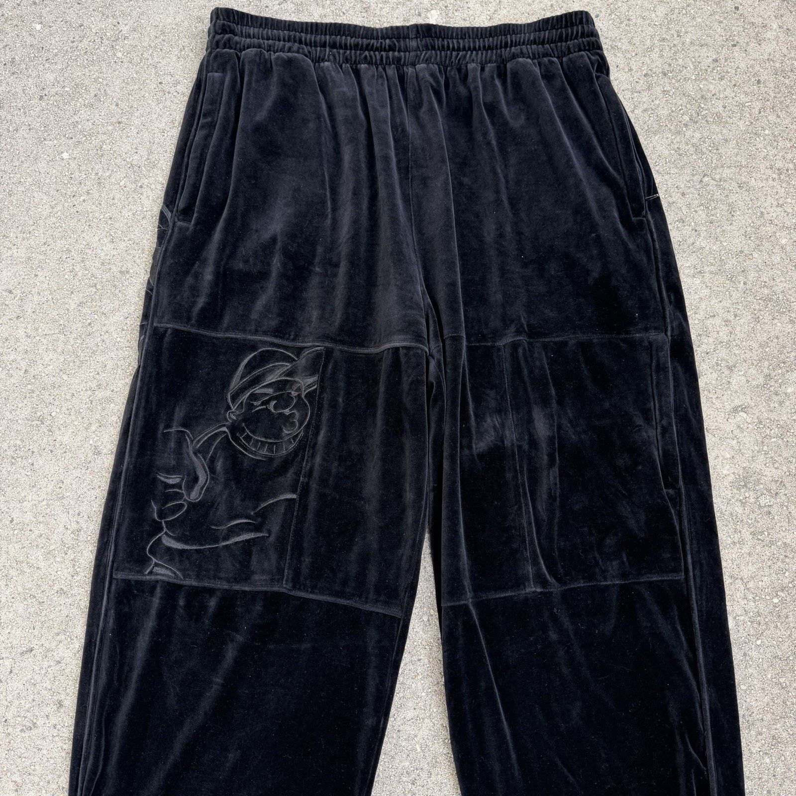 Southpole × Vintage Vintage Y2K Southpole Fat Albert Black Velour Trackpants Size US 34 / EU 50 - 2 Thumbnail
