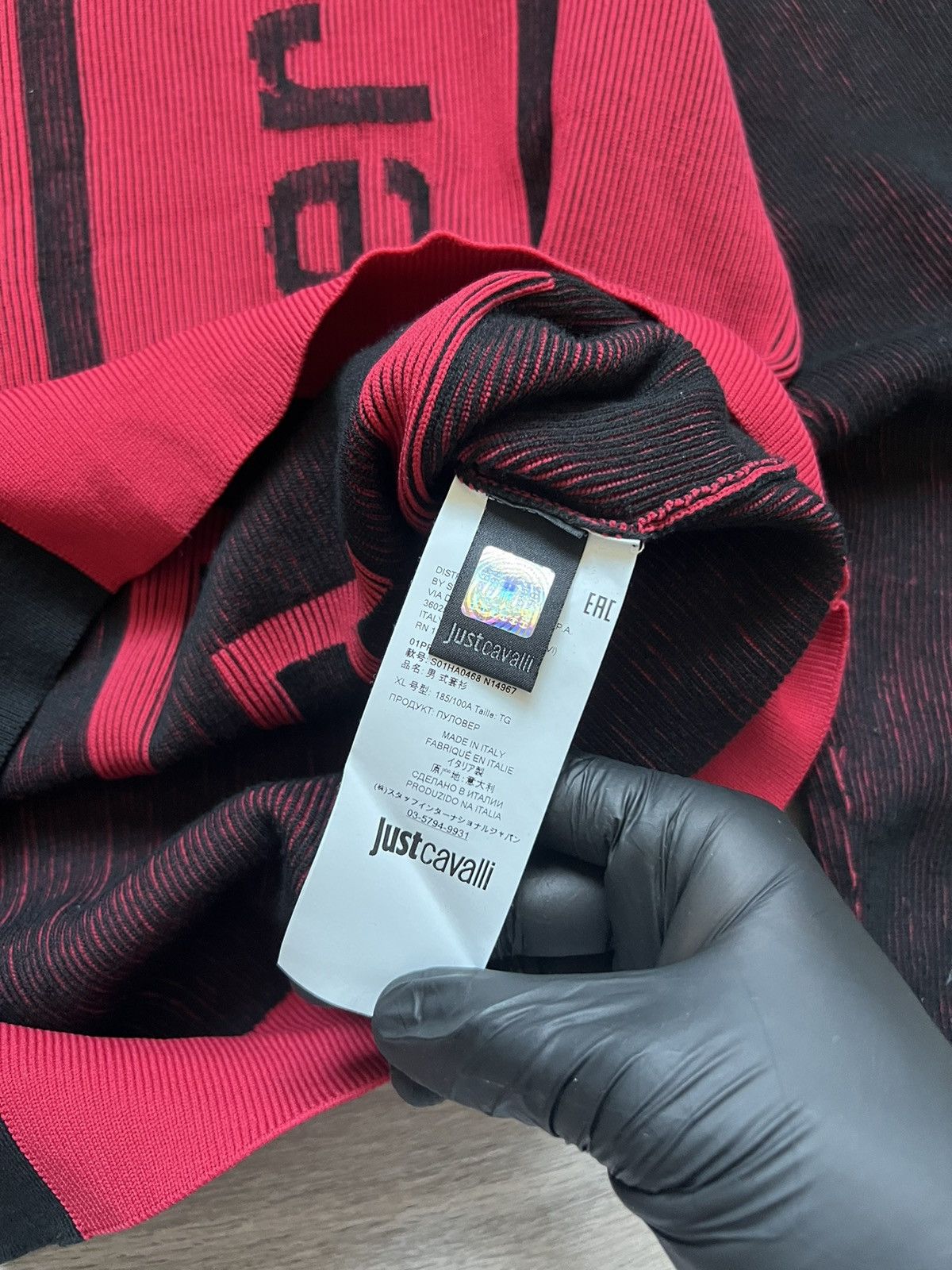 Just Cavalli Just Cavalli Sweatshirt Knit Rare Big Logo 3D red/black Size US XL / EU 56 / 4 - 11 Thumbnail