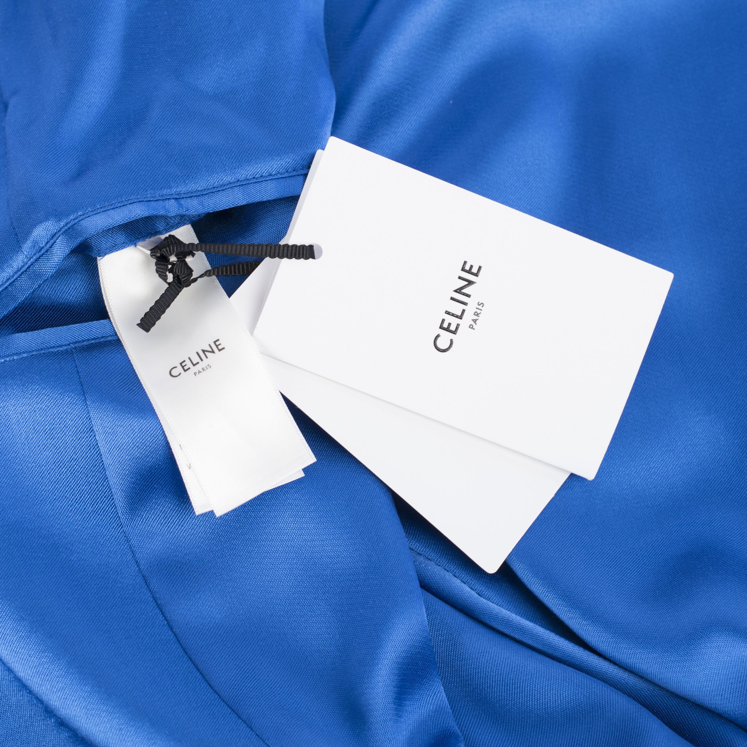 Celine Electric Blue Teddy Jacket In Celine Paris Embroidered Satin Size US S / EU 44-46 / 1 - 11 Thumbnail
