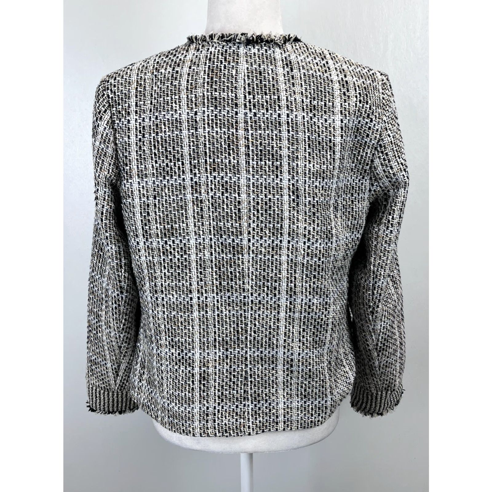 Vintage VINTAGE Chico's Tweed Blazer Jacket Womens 1 Black White Lined 2 Clasp 90s Style Sz 1 US 8-10 Size XS / US 0-2 / IT 36-38 - 4 Thumbnail