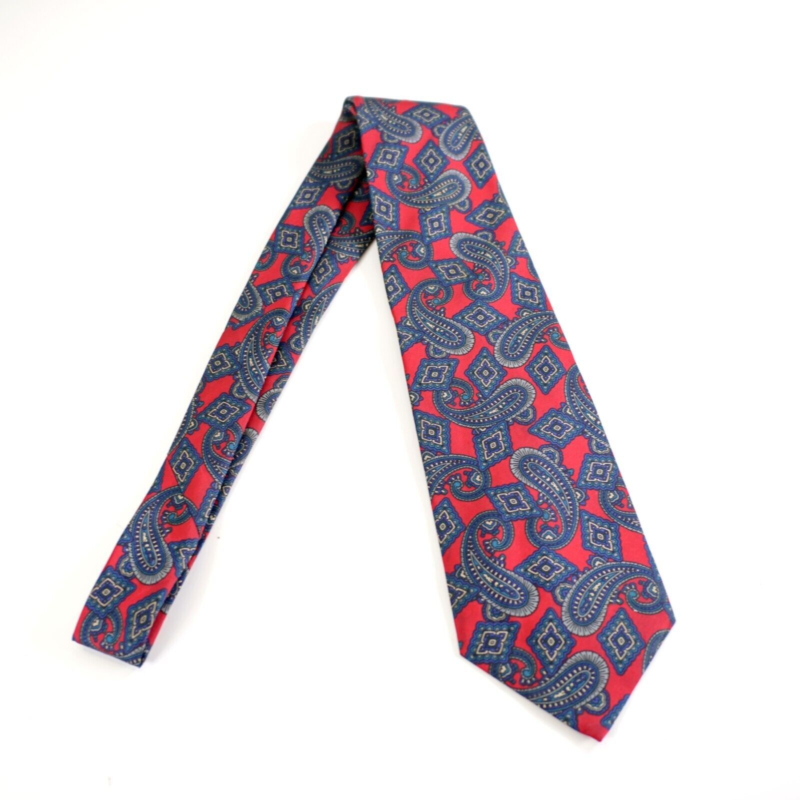 Haggar Haggar Imperial Red Green Paisley Print Short Silk Tie Made Size ONE SIZE - 6 Thumbnail