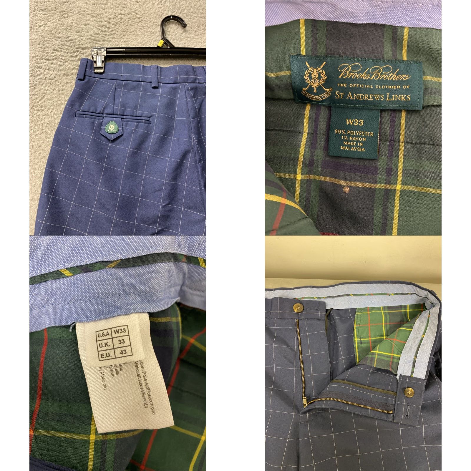 Brooks Brothers VINTAGE Brooks Brothers Men's Shorts Size 33 Navy Check Chino Preppy Summer Casual Size US 33 - 8 Thumbnail