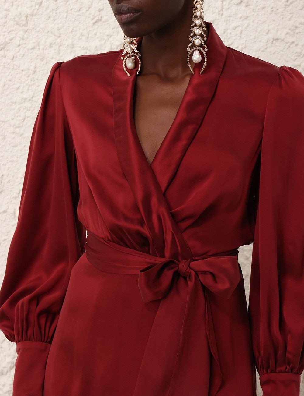 Zimmermann oc11z0825 Silk Wrap Midi Dress in Burgundy Size M / US 6-8 / IT 42-44 - 5 Thumbnail