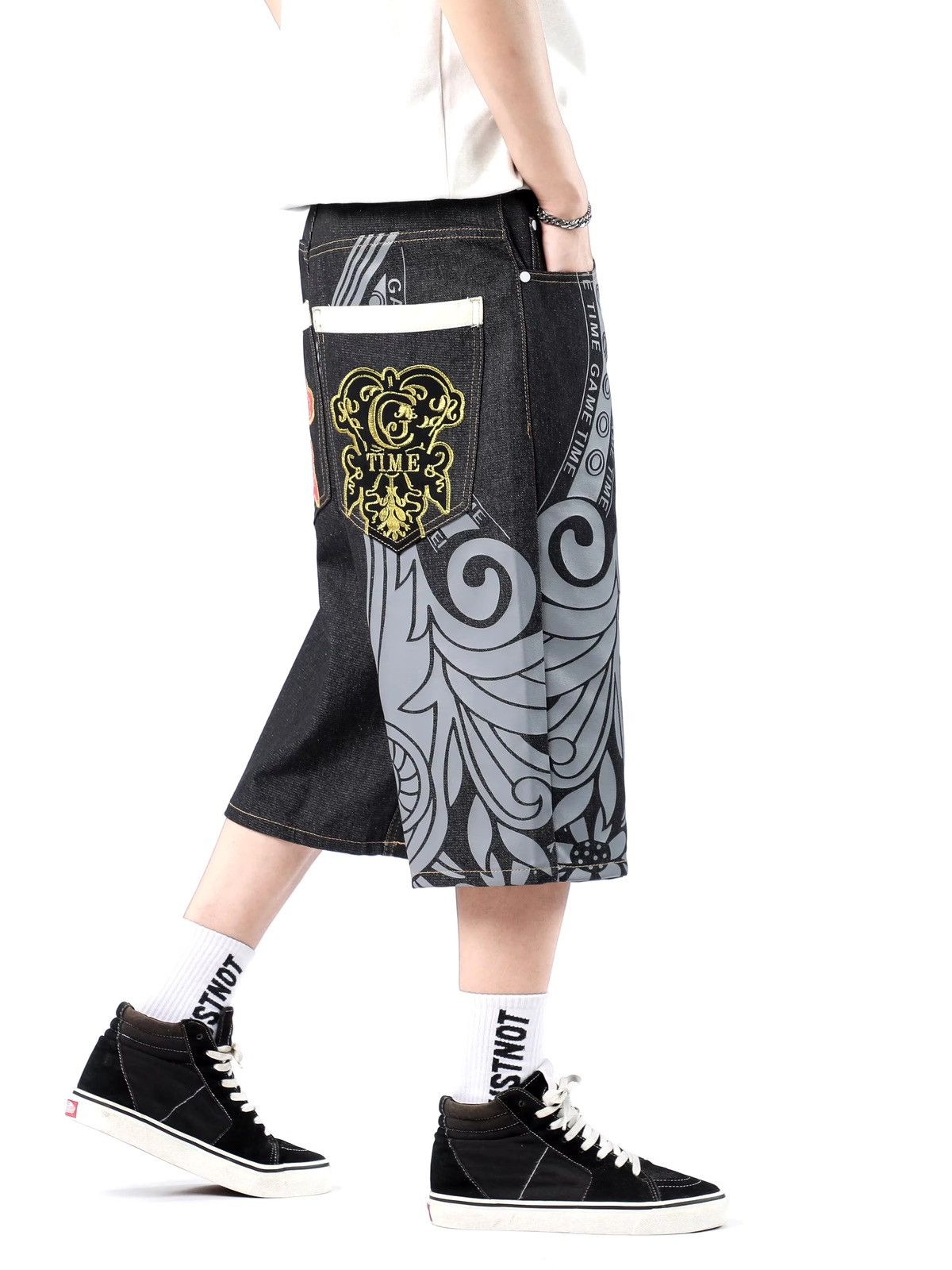 Japanese Brand × Jean Streetwear Hip Hop Printed Embroidery Jorts Size US 40 / EU 56 - 3 Thumbnail